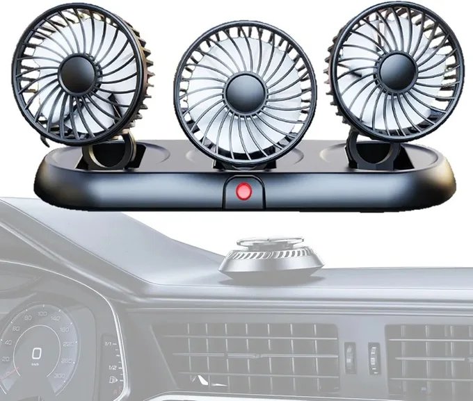 Ventilateur Voiture Triple 360 USB