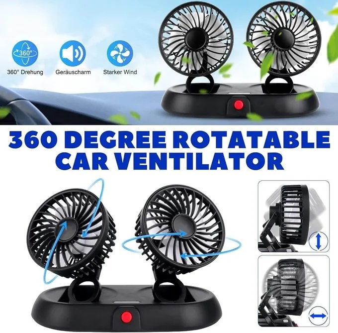 Ventilateur Voiture 360 Double Rotation USB
