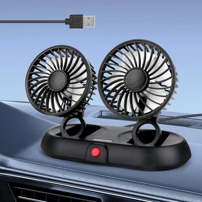Ventilateur Voiture 360 Double Rotation USB