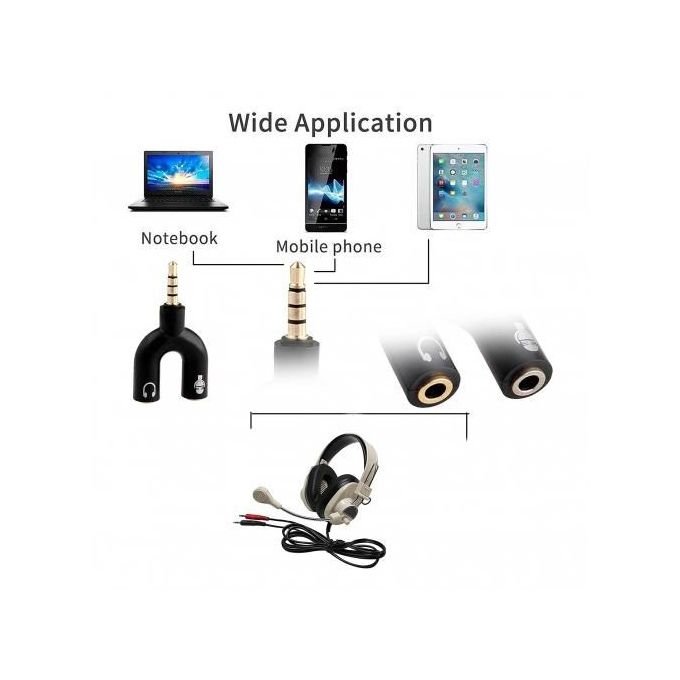 Audio Splitter Jack 3.5mm Mâle vers Double Femelle