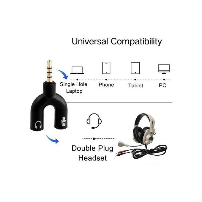 Audio Splitter Jack 3.5mm Mâle vers Double Femelle