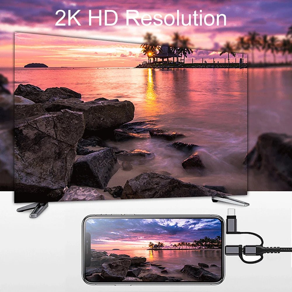 Câble HDMI 3en1 - USB-C | Micro USB | Lightning vers HDMI Full HD 1080P