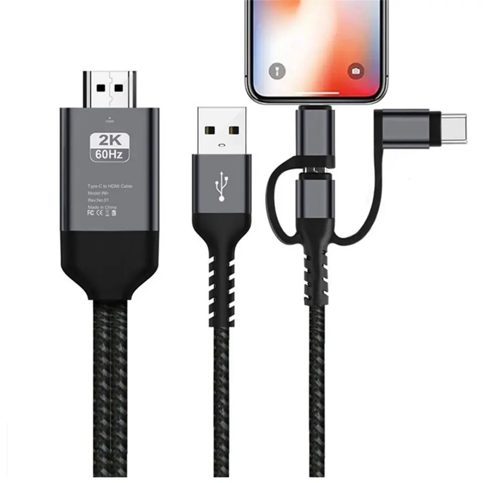 Câble HDMI 3en1 - USB-C | Micro USB | Lightning vers HDMI Full HD 1080P