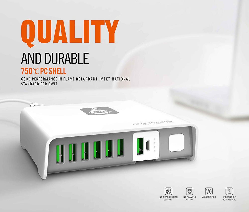 Chargeur Fast Charge 6 Ports USB 2A avec Power Bank 2600mAh