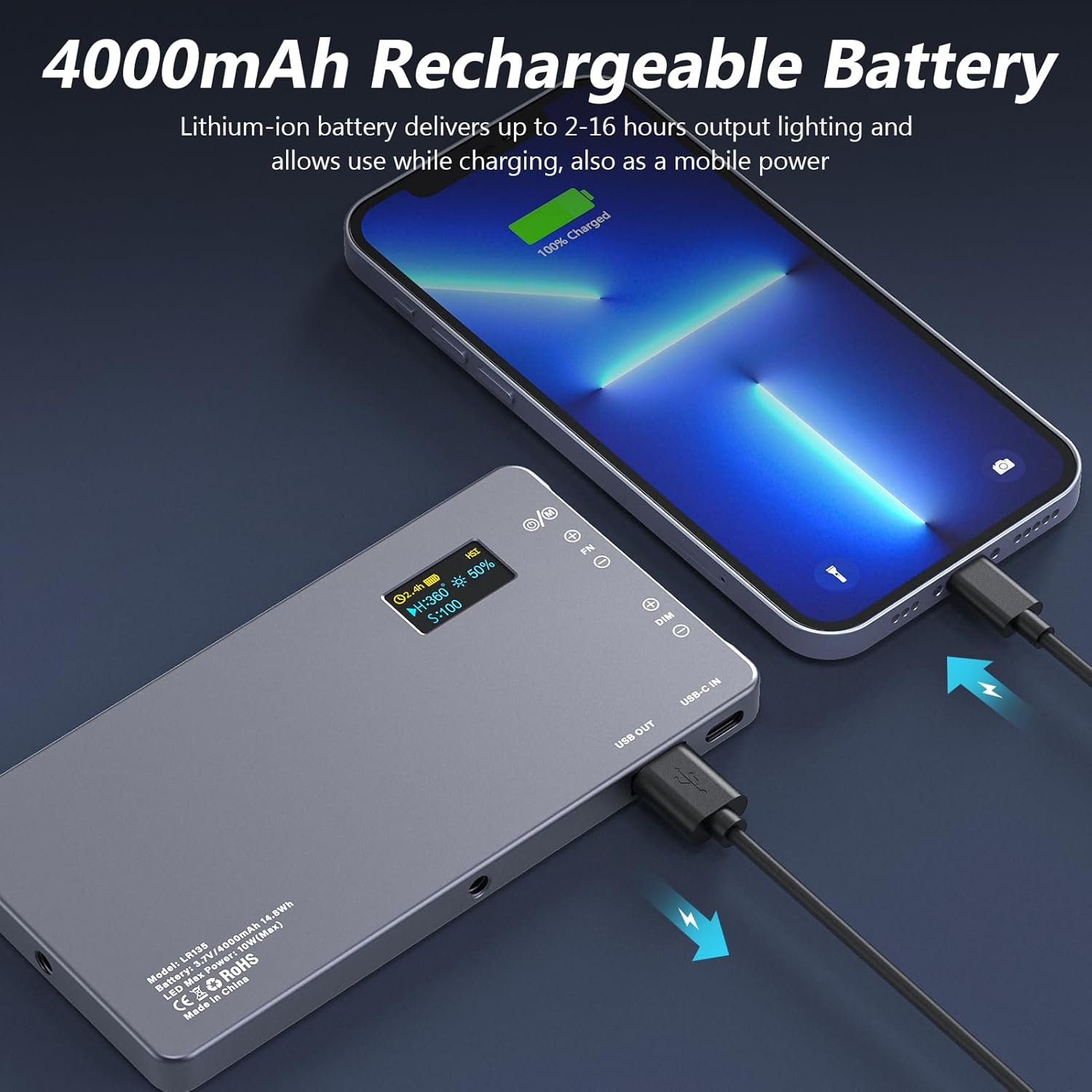 Lumière Vidéo RGB Portable 4000mAh - Éclairage LED Dimmable