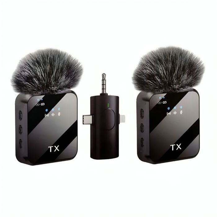 Microphone Sans Fil F11-2 - Double Émetteur et Récepteur 3-en-1