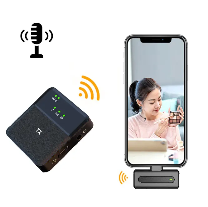 Micro-Cravate Sans Fil SX8 Lavalier pour Smartphone iOS & Type-C