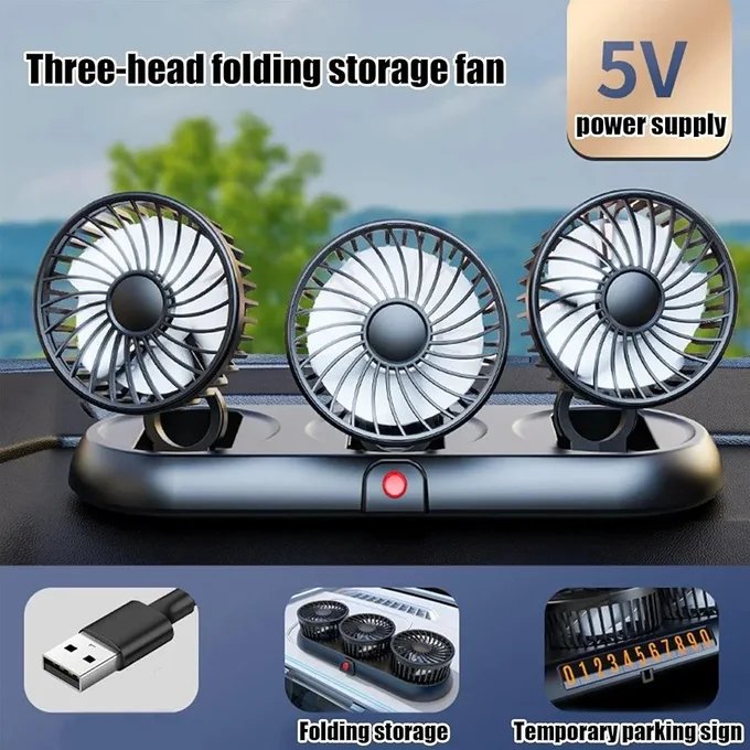 Ventilateur Voiture Triple 360 USB