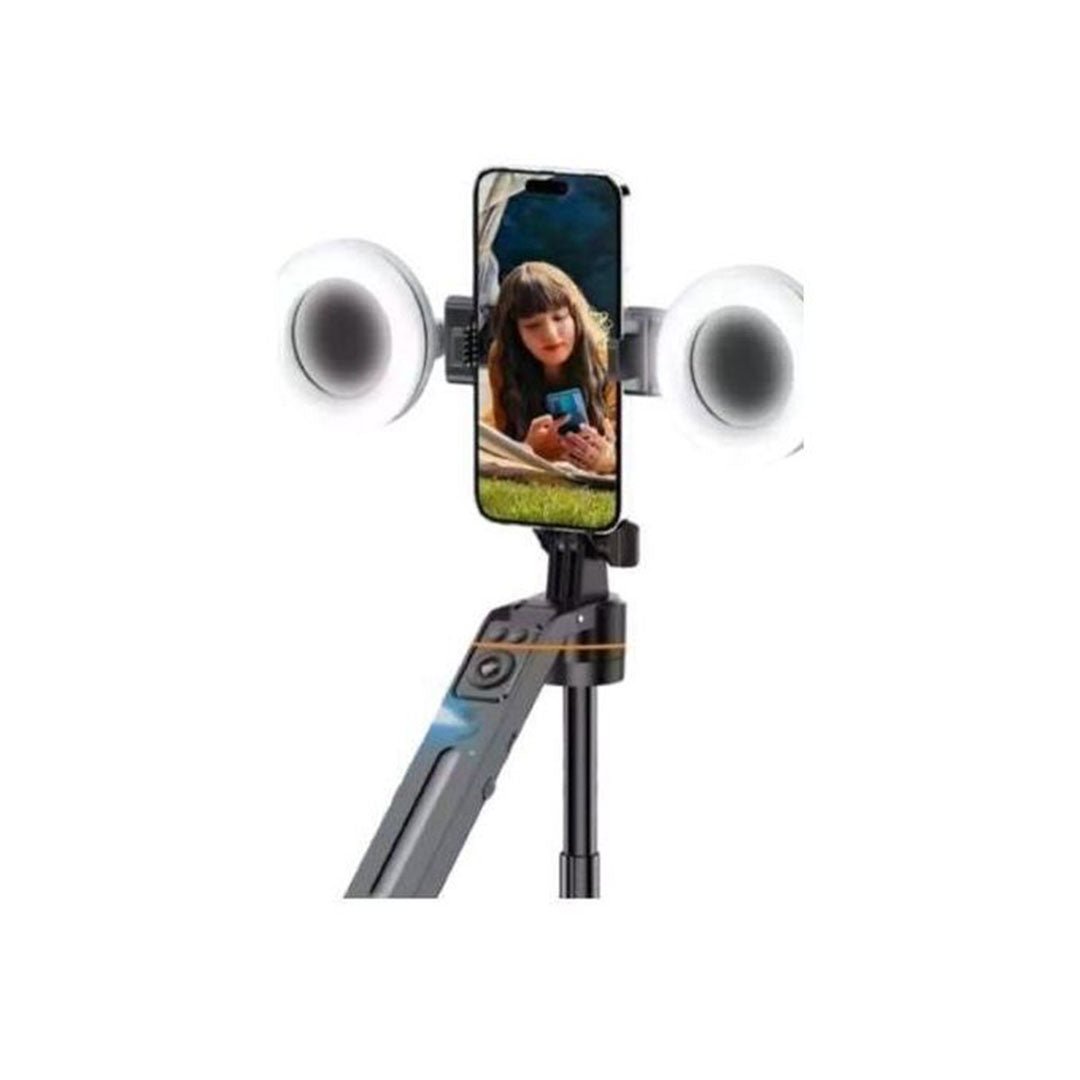 Trépied Selfie AI 360° 1,80m avec Lumière LED et Télécommande