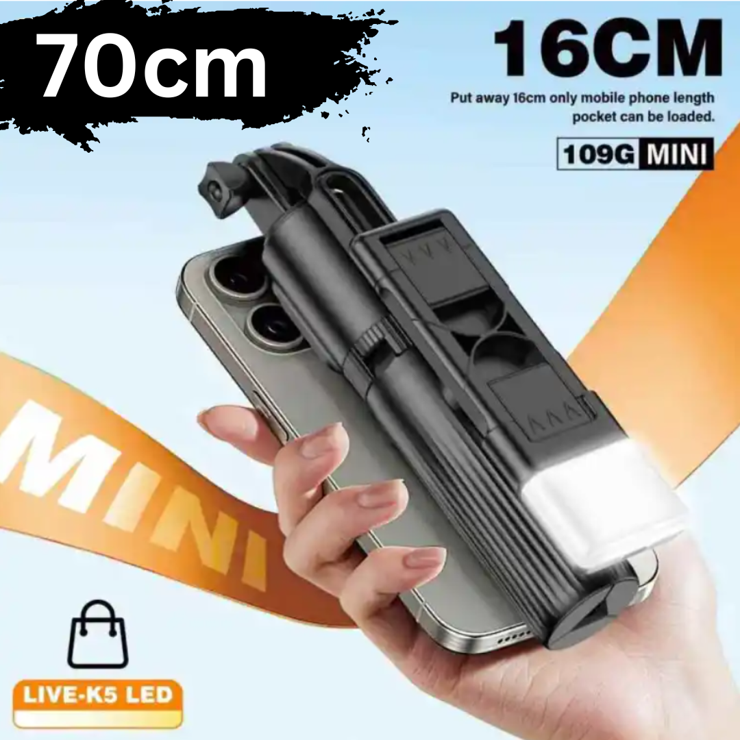 Trépied Selfie 3-en-1 avec Lumière LED et Télécommande