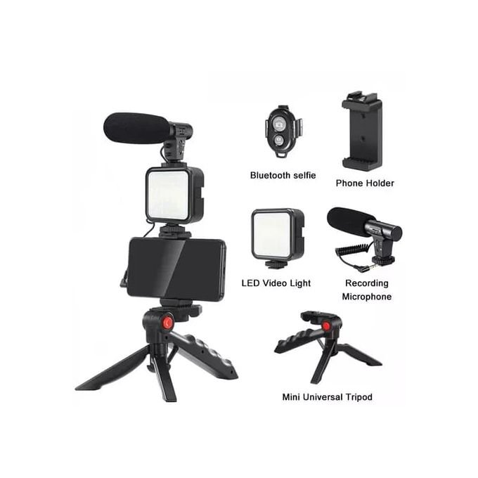 Kit Vlogger Trépied avec Microphone et Lumière LED